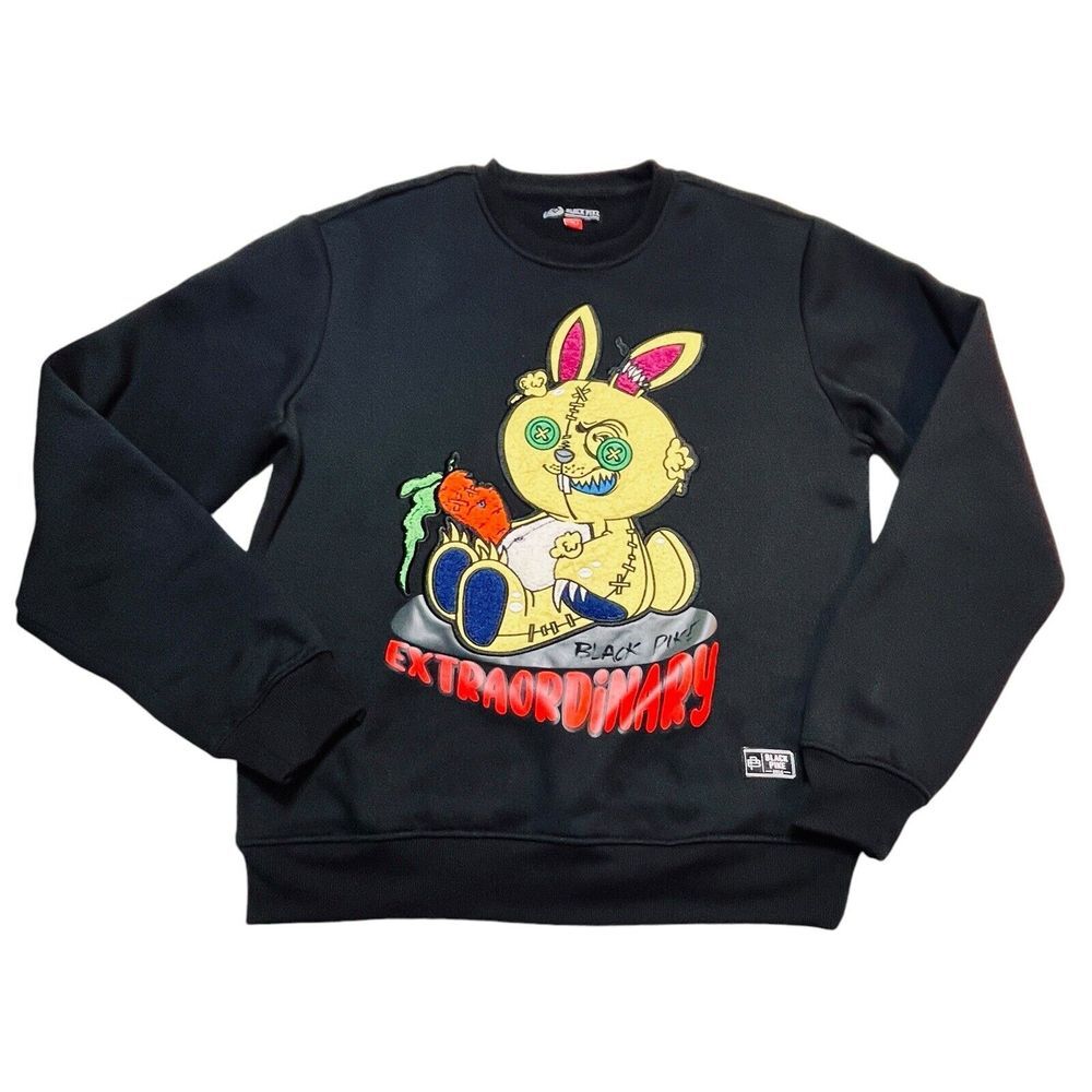 Black Pike Streetwear Bunny Rabbit Extraordinary Sweatshirt‎ Black Mens Medium